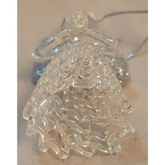 Vintage Glass Christmas Angel with Trumpet and Silver Glitter Wings - Picture 5 of 5